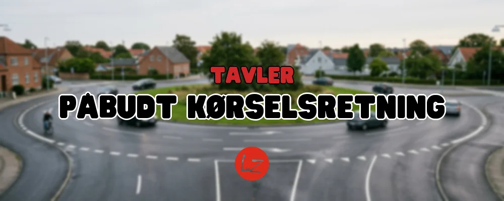 Dansk rundkørsel set fra højt perspektiv – illustration til artikel om påbudt kørselsretning