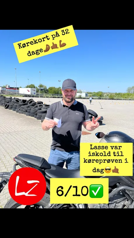 MC-elev har bestået køreprøven hos LZ Køreskole