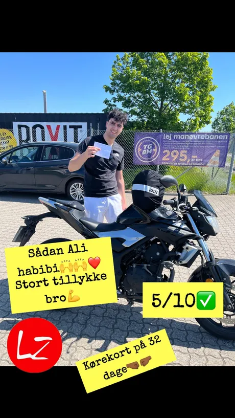 MC-elev har bestået køreprøven hos LZ Køreskole